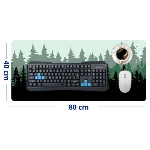 DUŻA PODKŁADKA POD MYSZKĘ 80x40 NA BIURKO LAS NATURA GAMINGOWA NA PREZENT