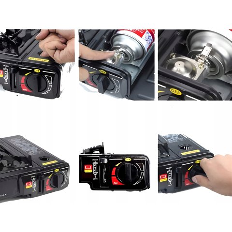 KUCHENKA GAZOWA TURYSTYCZNA PRZENOŚNA 2w1 + 4x GAZ WALIZKA ADAPTER NA BUTLE, Średnica palnika 8.5 cm