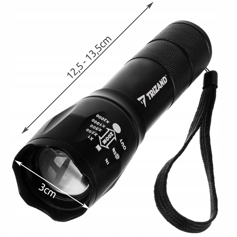 Latarka Taktyczna LED Cree Mocna T6 ZOOM USB Etui, Rodzaj klasyczna