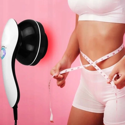 PISTOLET DO MASAŻU MASAŻER WYSZCZUPLAJĄCY CIAŁO ANTYCELLULITOWY 9x KOŃCÓWEK, Kolor dominujący biały