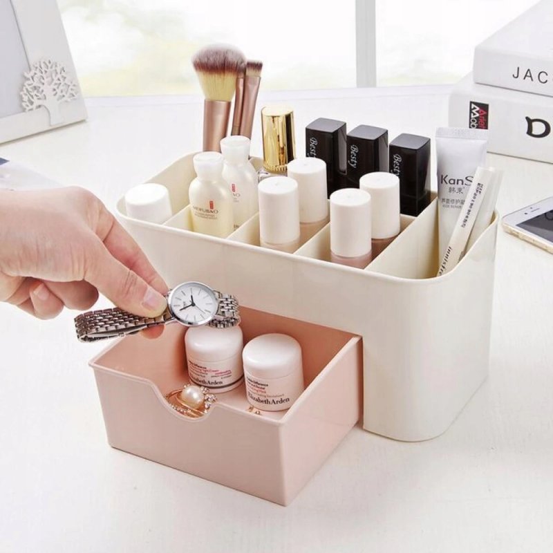 SZKATUŁKA ORGANIZER NA KOSMETYKI BIŻUTERIĘ ZEGARKI POJEMNIK PUDEŁKO, Wysokość 10.3 cm