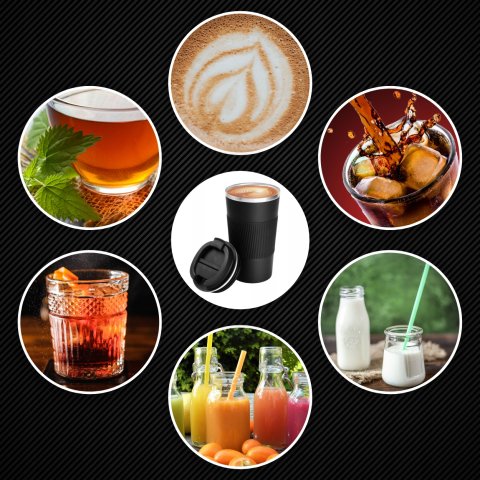 KUBEK TERMICZNY USTNIK TERMOS na herbatę kawę DO SAMOCHODU ANTYPOŚLIZGOWY, Model TER11