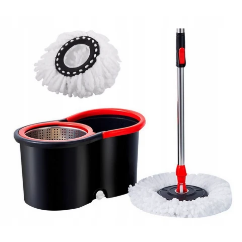 Tani MOP obrotowy ROTACYJNY 360 TURBO 3w1 2+ wkłady 2+ ścierki, Kolor czarny