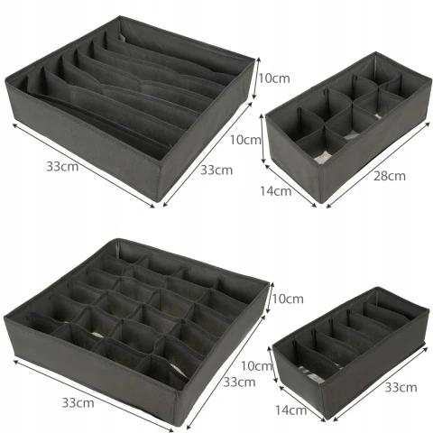 Organizer na Bieliznę do Szuflady Szafy Skarpetki Skarpety Pojemnik Zestaw, Długość 33 cm