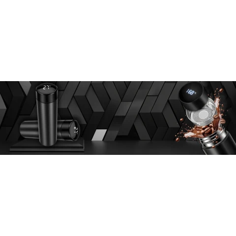 Ale Hity | KUBEK TERMICZNY TERMOS BIDON NA KAWĘ HERBATĘ LED 500ML DUŻY SZCZELNY SMART