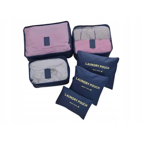 ORGANIZERY PODRÓŻNE DO WALIZKI SIATKI NA PRANIE X6 TURYSTYCZNE NA UBRANIA, Kolor dominujący niebieski