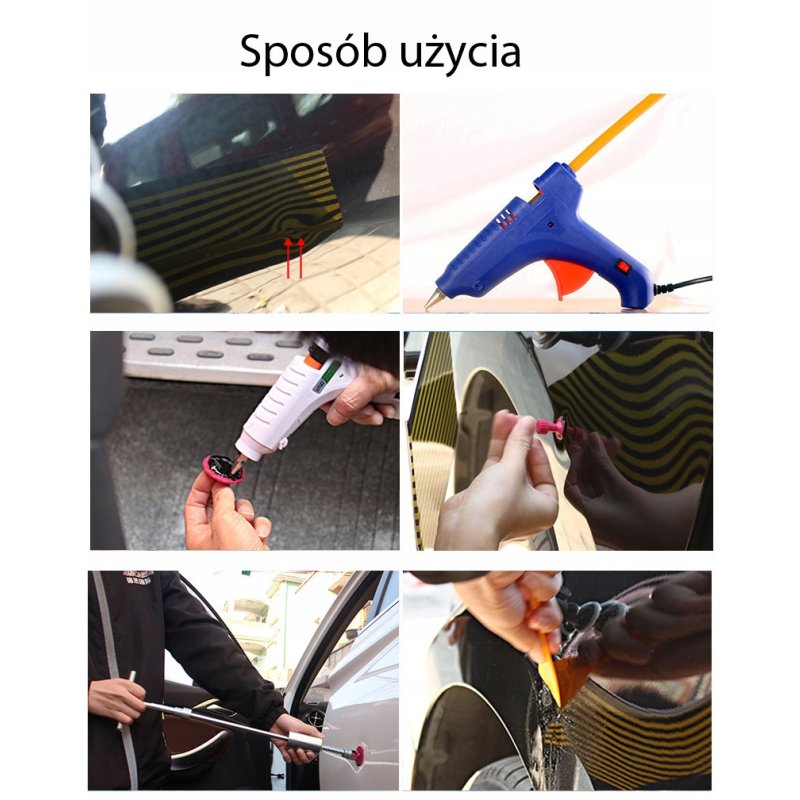 ZESTAW DO USUWANIA WGNIECEŃ W KAROSERII MŁOTEK PDR Waga produktu z opakowaniem jednostkowym: 3 kg