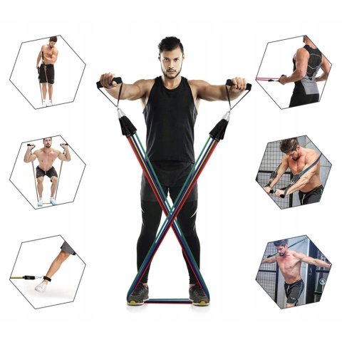 GUMY DO ĆWICZEŃ ZESTAW 5 GUM OPOROWYCH EKSPANDER, Waga produktu z opakowaniem jednostkowym 0.15 kg