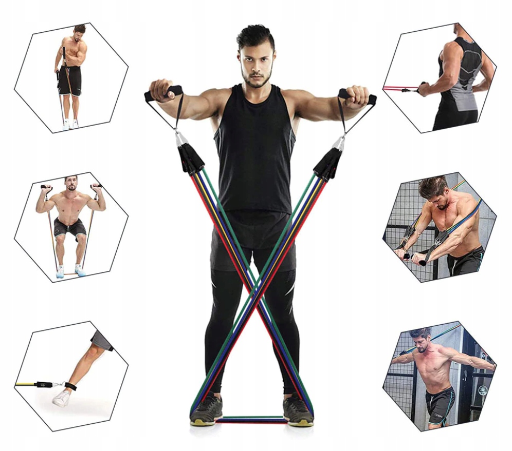 GUMY DO ĆWICZEŃ ZESTAW 5 GUM OPOROWYCH EKSPANDER, Waga produktu z opakowaniem jednostkowym 0.15 kg