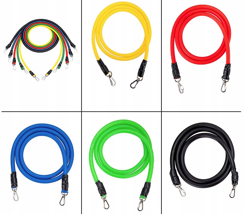 GUMY DO ĆWICZEŃ ZESTAW 5 GUM OPOROWYCH EKSPANDER, Opór 4.50-45.00 kg