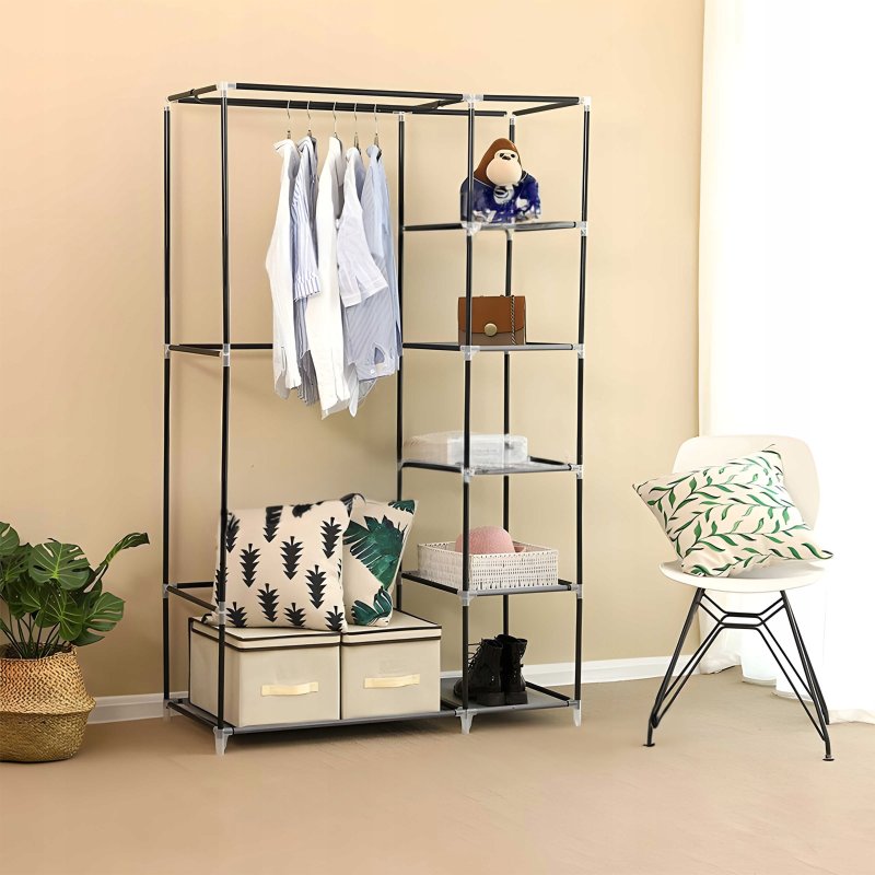 MATERIAŁOWA SZAFA TEKSTYLNA SKŁADANA GARDEROBA ORGANIZER NA UBRANIA XXL, Szerokość mebla 90 cm