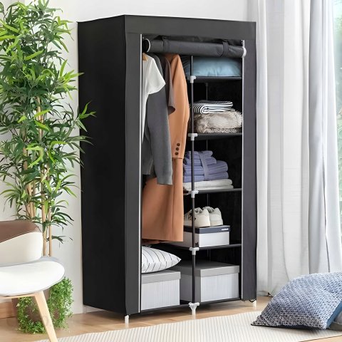 MATERIAŁOWA SZAFA TEKSTYLNA SKŁADANA GARDEROBA ORGANIZER NA UBRANIA XXL, Rodzaj drzwi materiałowe