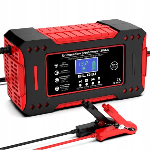 AUTOMATYCZNY INTELIGENTNY PROSTOWNIK ŁADOWARKA AKUMULATORA LCD 12V 6A