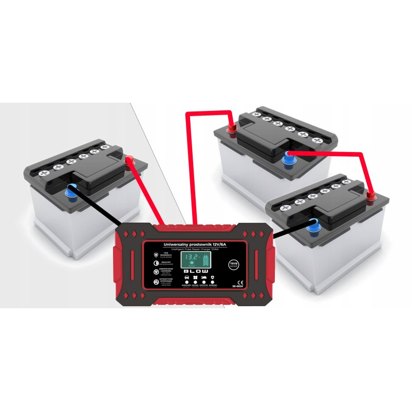AUTOMATYCZNY INTELIGENTNY PROSTOWNIK ŁADOWARKA AKUMULATORA LCD 12V 6A Waga produktu z opakowaniem jednostkowym: 0.48 kg