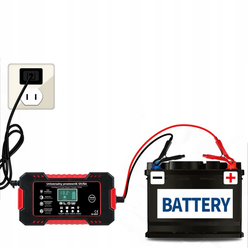 AUTOMATYCZNY INTELIGENTNY PROSTOWNIK ŁADOWARKA AKUMULATORA LCD 12V 6A