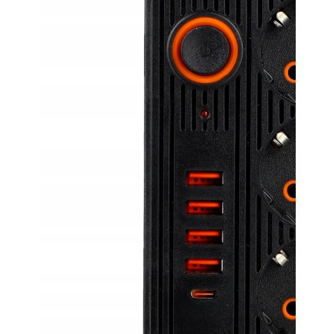 Przedłużacz Listwa Zasilająca Siec 2 M 3 Gniazda 230V + 5X USB Ładowarka, Długość kabla 1.8 m