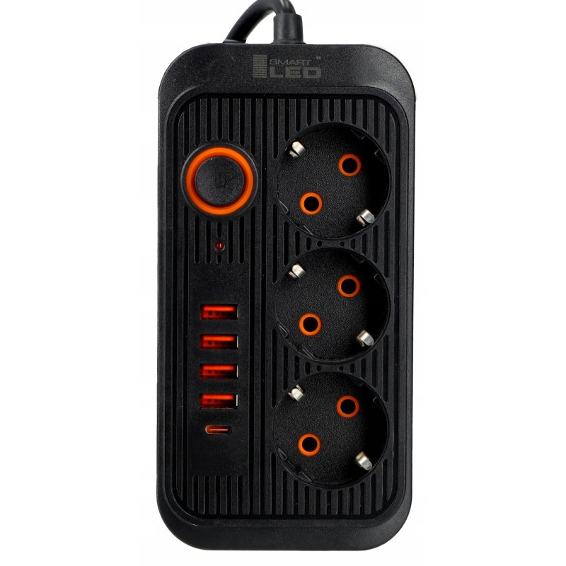 Przedłużacz Listwa Zasilająca Siec 2 M 3 Gniazda 230V + 5X USB Ładowarka, Liczba gniazdek 3 szt.