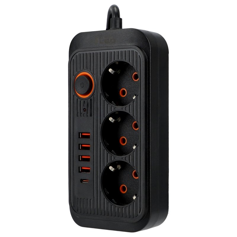 Przedłużacz Listwa Zasilająca Siec 2 M 3 Gniazda 230V + 5X USB Ładowarka, Typ listwowy
