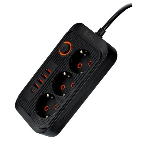 Przedłużacz Listwa Zasilająca Siec 2 M 3 Gniazda 230V + 5X USB Ładowarka, Uziemienie Z uziemieniem