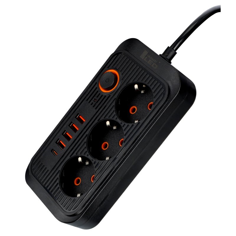 Przedłużacz Listwa Zasilająca Siec 2 M 3 Gniazda 230V + 5X USB Ładowarka, Uziemienie Z uziemieniem