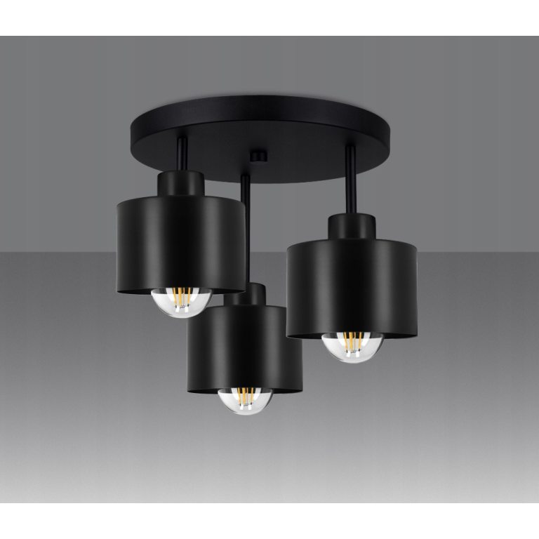Lampa Sufitowa Natynkowa Żyrandol LED 3x E27 Plafon Tuba Klosz Metal Zwis, Rodzaj lampy Sufitowe - wiszące