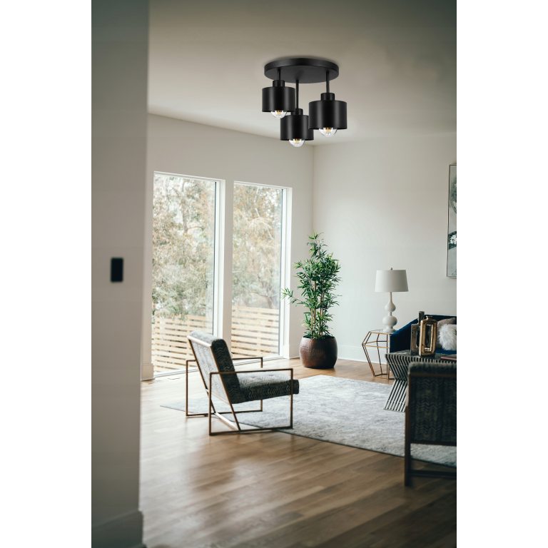 Lampa Sufitowa Natynkowa Żyrandol LED 3x E27 Plafon Tuba Klosz Metal Zwis, Średnica/szerokość klosza 12 cm