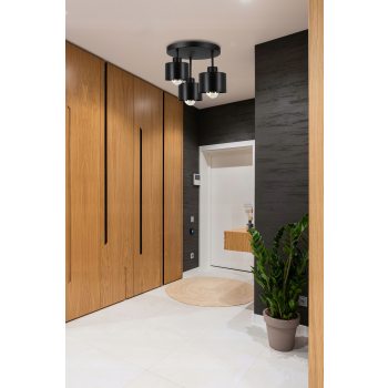 Lampa Sufitowa Natynkowa Żyrandol LED 3x E27 Plafon Tuba Klosz Metal Zwis, Głębokość produktu 12 cm