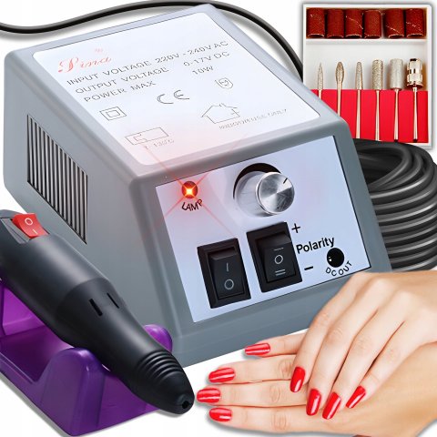 FREZARKA DO PAZNOKCI MANICURE PEDICURE ELEKTRYCZNA MOCNA 30W +ZESTAW FREZÓW, Model Mercedes