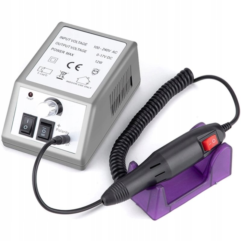 FREZARKA DO PAZNOKCI MANICURE PEDICURE ELEKTRYCZNA MOCNA 30W +ZESTAW FREZÓW, Kolor dominujący szary