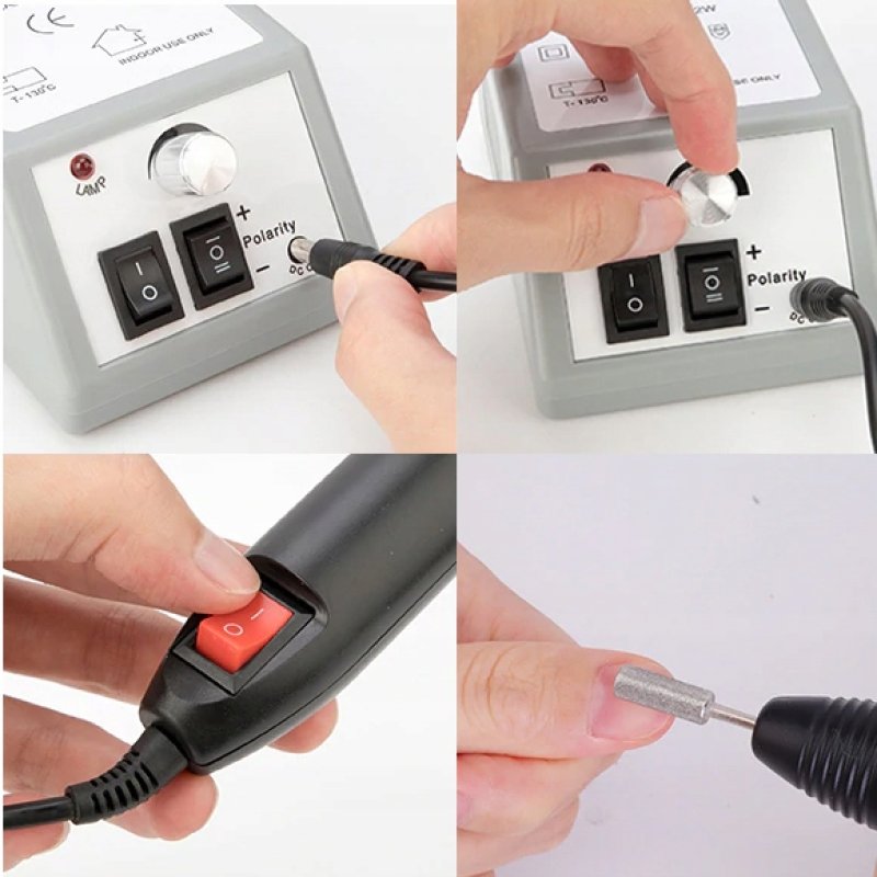 FREZARKA DO PAZNOKCI MANICURE PEDICURE ELEKTRYCZNA MOCNA 30W +ZESTAW FREZÓW, Moc 12 W