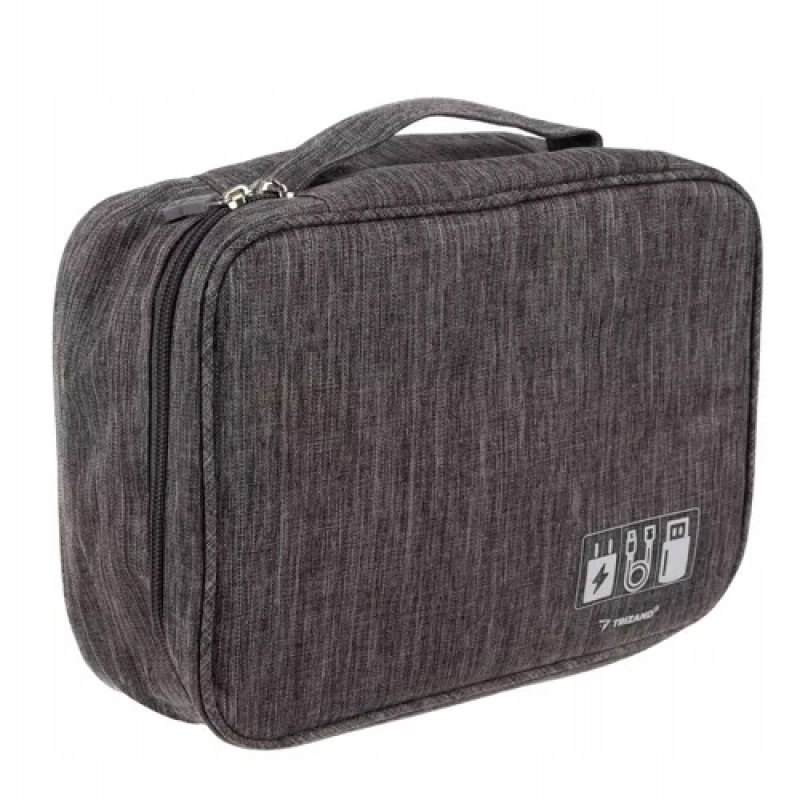 ORGANIZER NA KABLE ŁADOWARKI ETUI POJEMNIK TORBA KABLI + UCHWYT PODRÓŻNY, Kolor szary