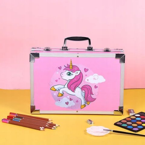 Zestaw Artystyczny Plastyczny Do Malowania Kredki Walizka 144el Dla Dzieci Kolor: Odcienie niebieskiego