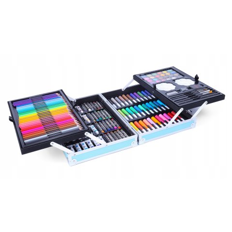 Zestaw Artystyczny Plastyczny Do Malowania Kredki Walizka 144el Dla Dzieci Kolor: Odcienie niebieskiego
