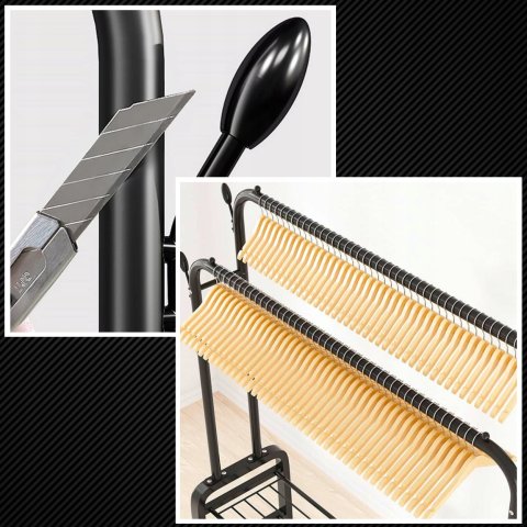 Duży WIESZAK NA UBRANIA Stojący Podwójny Stojak czarny na kółkach 150cm