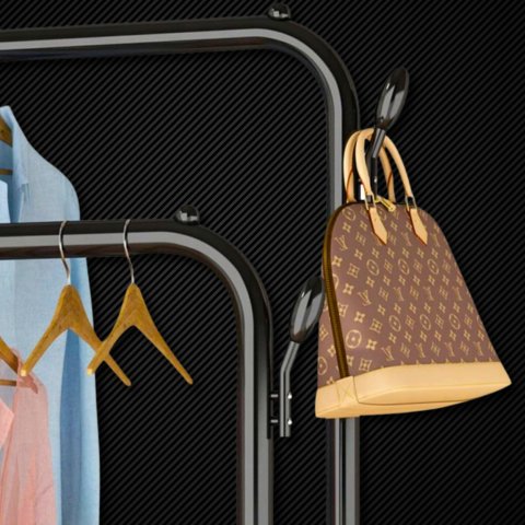 Duży WIESZAK NA UBRANIA Stojący Podwójny Stojak czarny na kółkach 150cm Wysokość mebla: 154 cm