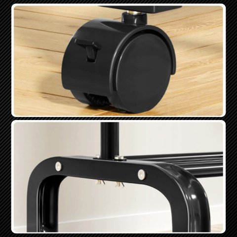 Duży WIESZAK NA UBRANIA Stojący Podwójny Stojak czarny na kółkach 150cm Stan opakowania: oryginalne