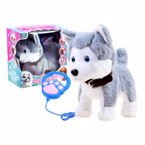 INTERAKTYWNY PIESEK HUSKY MASKOTKA CHODZI NA SMYCZY SZCZEKA ZABAWKA PREZENT